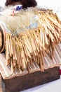 Close-up bobbin lace making. Shallow DOF. Royalty Free Stock Photo