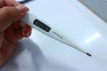 Close up the body temperature meter as a medical device For the examination of the disease That the doctor needs to use