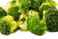 Close up of boiled broccoli on white