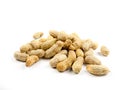 Close up boiled peanuts isolated white background. Royalty Free Stock Photo