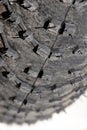 Close up of a boke tire tread made of rubber Royalty Free Stock Photo