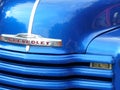 Close up vintage blue Chevrolet car