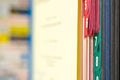 Close-up of book with colored tabs Royalty Free Stock Photo