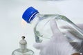 Close-up of bottle being sterilized with an alcohol burner before use in marine plankton culture in Scientific laboratory Royalty Free Stock Photo