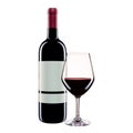 Bottle and goblet of red wine on a white background Royalty Free Stock Photo