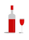 Close up bottle red wine and glass on white background Royalty Free Stock Photo