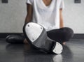 Tap dancer relaxing in dance class Royalty Free Stock Photo