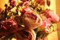 Close-up of a bouquet of artificial flowers. Wedding decorations