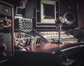 Close-up of boutique recording studio control desk. Royalty Free Stock Photo