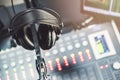 Close-up of boutique recording studio control desk. Royalty Free Stock Photo