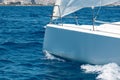 Close-up of a bow of a sporting yacht Royalty Free Stock Photo
