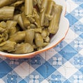 Close Up of Bowl of Canned Asparagus Royalty Free Stock Photo