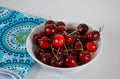 Close up of bowl of cherries Royalty Free Stock Photo