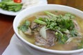 Close up of a bowl Chinese style on wooden background ,Beef Noodle Soup Royalty Free Stock Photo