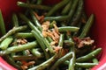 Close up bowl of cooked green beans with onion Royalty Free Stock Photo