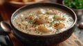 Close Up of a Bowl of Food on a Table