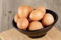Close up of a bowl of fresh raw Brown Eggs
