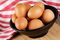 Close up of a bowl of fresh raw Brown Eggs