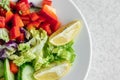 Close-up, bowl of freshly prepared vegetable salad.