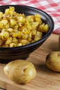 Bowl of fried Potatoes with copy space Royalty Free Stock Photo