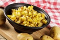 A bowl of fried Potatoes with copy space Royalty Free Stock Photo