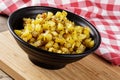 Close up of bowl of fried potatoes with copy space Royalty Free Stock Photo