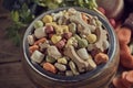 Close up on a bowl of healthy balanced dried dog biscuits for your pet Royalty Free Stock Photo