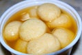 close up a bowl of indian Rasgulla dessert. Rasgulla, Indian Sweet Food