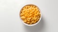 close up of a bowl of macaroni pasta on white background.