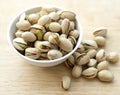 Close up of a bowl of pistachio nuts