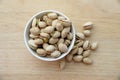 Close up of a bowl of pistachio nuts