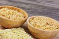 Close up of a Bowl of Ramen Noodles wooden background