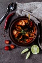 Close up of a bowl of rustic italian seafood soup Royalty Free Stock Photo