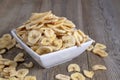 Bowl of sliced dried bannas