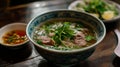 Close Up of a Bowl of Soup on a Table