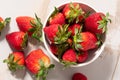 Close up of bowl of strawberries Royalty Free Stock Photo