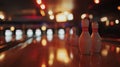 Close-Up of Bowling Pins Set Up for a Game