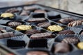 Close up of a box of chocolates Royalty Free Stock Photo