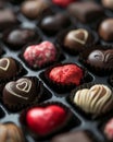 Close Up of Box of Chocolates With Hearts Royalty Free Stock Photo