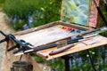Painters Palette and Easel Royalty Free Stock Photo
