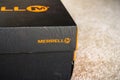 Close up of a box of Merrell boots Royalty Free Stock Photo