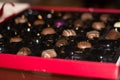 Close up box of milk chocolates with shallow depth of field Royalty Free Stock Photo