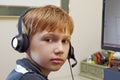 Close-up of Boy Playing Video Games on Computer Royalty Free Stock Photo