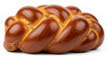 Close-up of braided bread highlighting glossy crust and detailed weave pattern. Isolated on White background Royalty Free Stock Photo