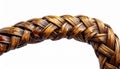 Close Up of Braided Wicker Handle on White Background with Warm Tones Royalty Free Stock Photo