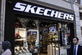 Close up of the branch of Skechers on Istiklal Avenue in Istanbul. The photo was taken in the evening.