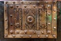 Close up of brass metal plate on chest cover Royalty Free Stock Photo