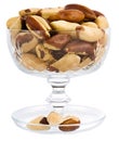 A close-up of Brazil nuts on a white background
