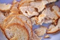 close up of a bread pieces on white background Royalty Free Stock Photo