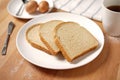 Close up a breakfast table with staple food